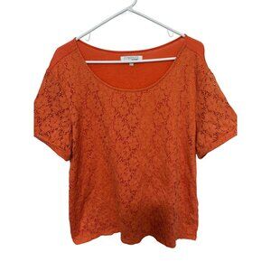 Ellen Tracy Company Top Orange Eyelet Front Womans XL